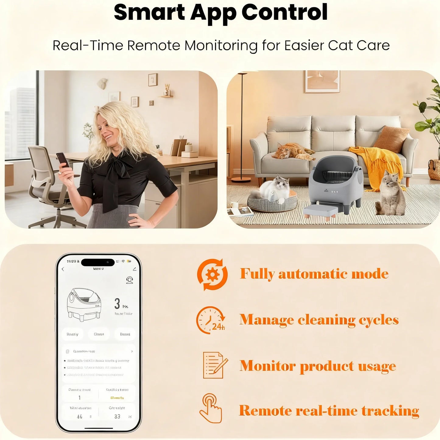 Large Capacity Auto-Clean Litter Box for Multiple Cats - Odor Control & Quiet