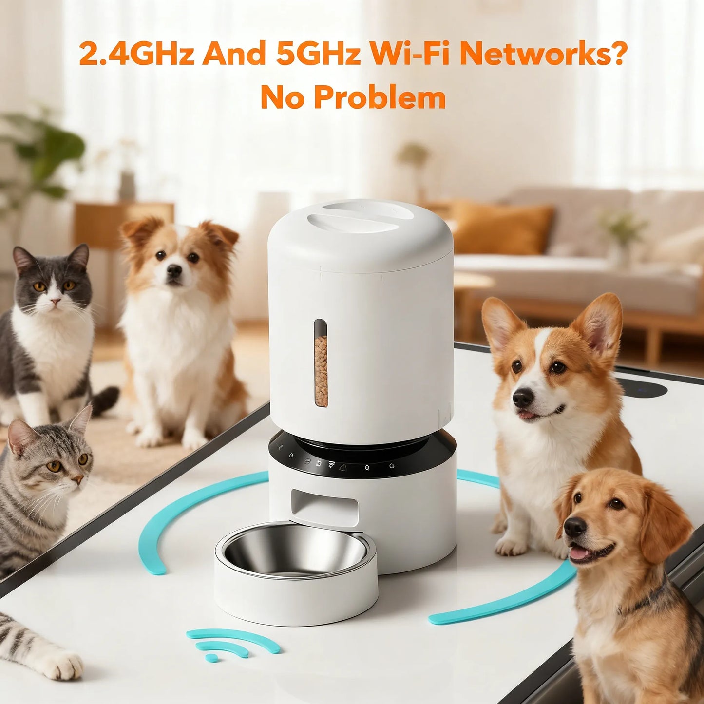 Smart WiFi Auto Feeder: 5L Tank, Timed Meals & Adjustable Portions