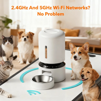 Smart WiFi Auto Feeder: 5L Tank, Timed Meals & Adjustable Portions