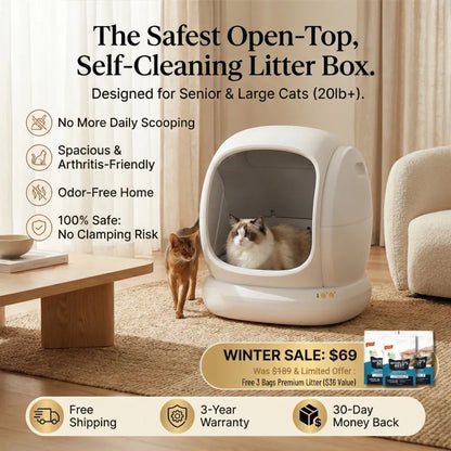 The Smartest Litter Box: Ultra-Quiet, Safe, & Perfect for Every Cat—Track Your Cat's Health Effortlessly!