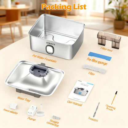 Efficient Clean Water Fountain: 15L Stainless Steel, LED Indicator, Energy Saving