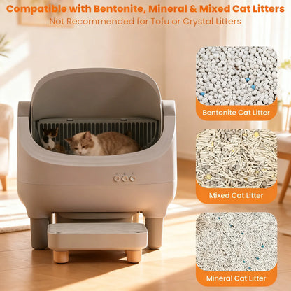 Large Capacity Auto-Clean Litter Box for Multiple Cats - Odor Control & Quiet