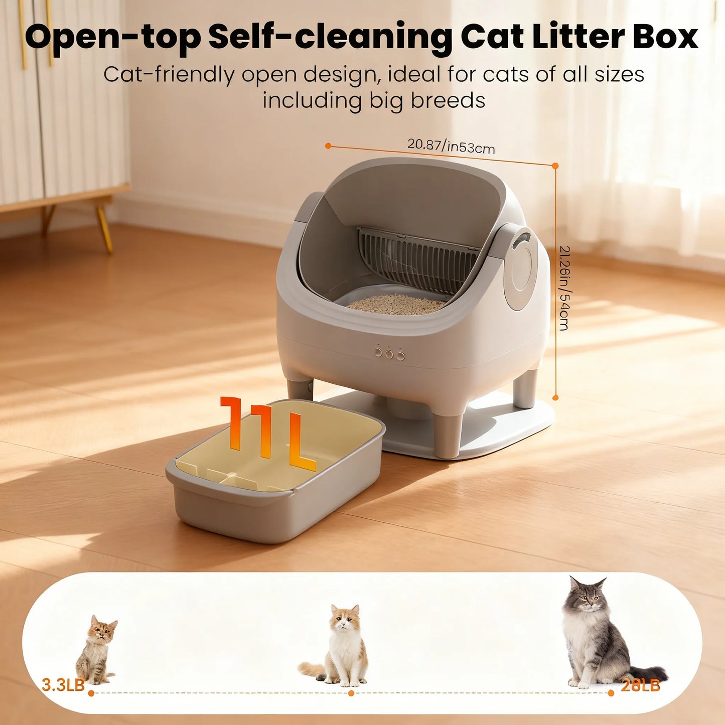 Large Capacity Auto-Clean Litter Box for Multiple Cats - Odor Control & Quiet
