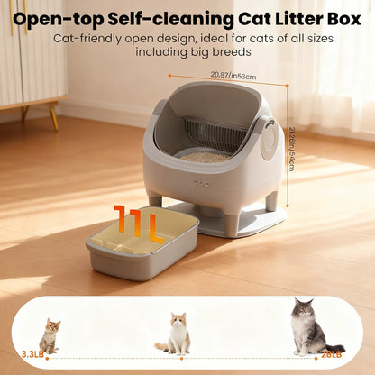 Large Capacity Auto-Clean Litter Box for Multiple Cats - Odor Control & Quiet