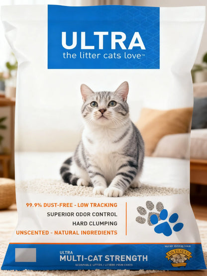 Unscented Clumping Clay Cat Litter - 40 lb Bag, Gentle & Highly Absorbent