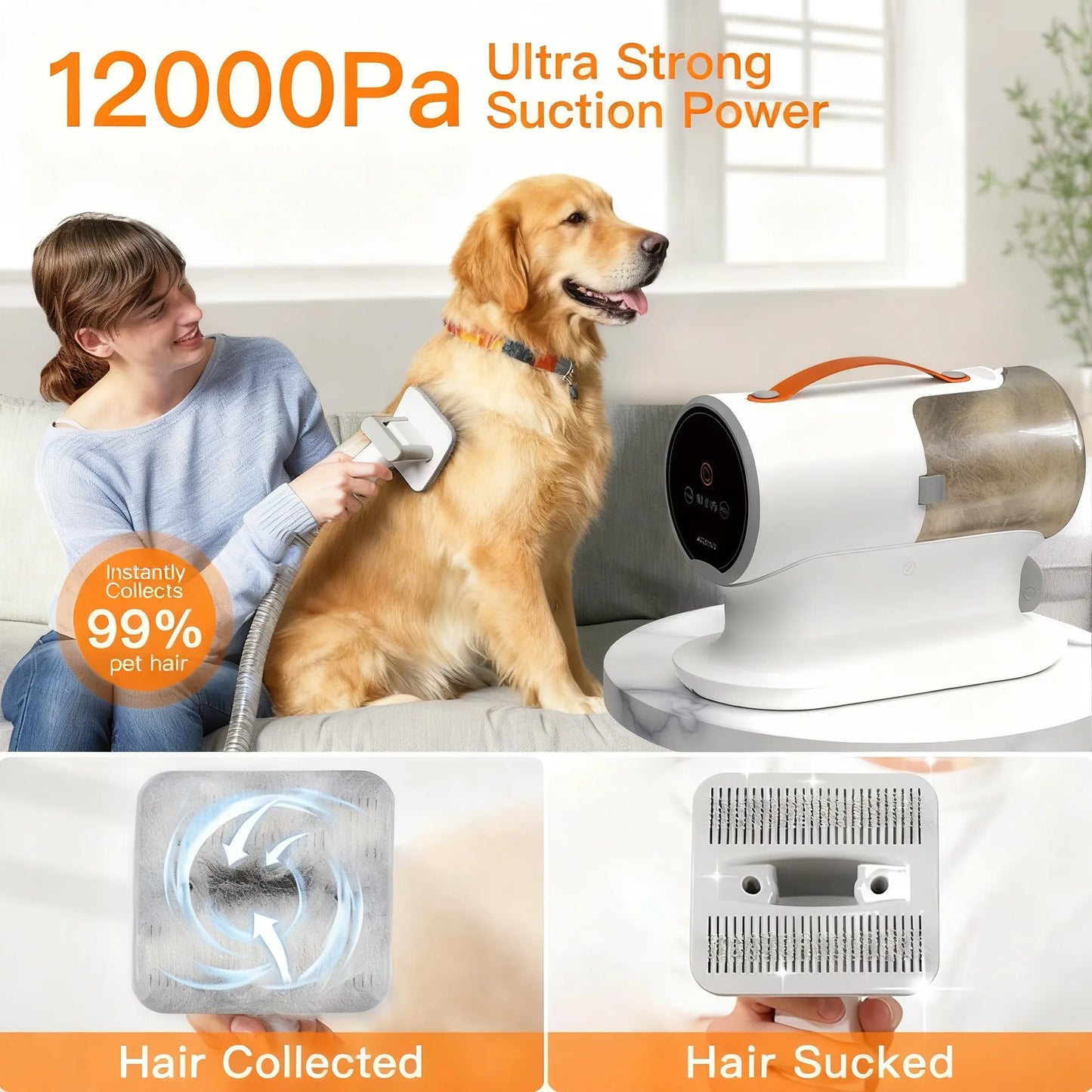 Professional Pet Hair Remover Vacuum - High Power, Large Bin, Low Noise