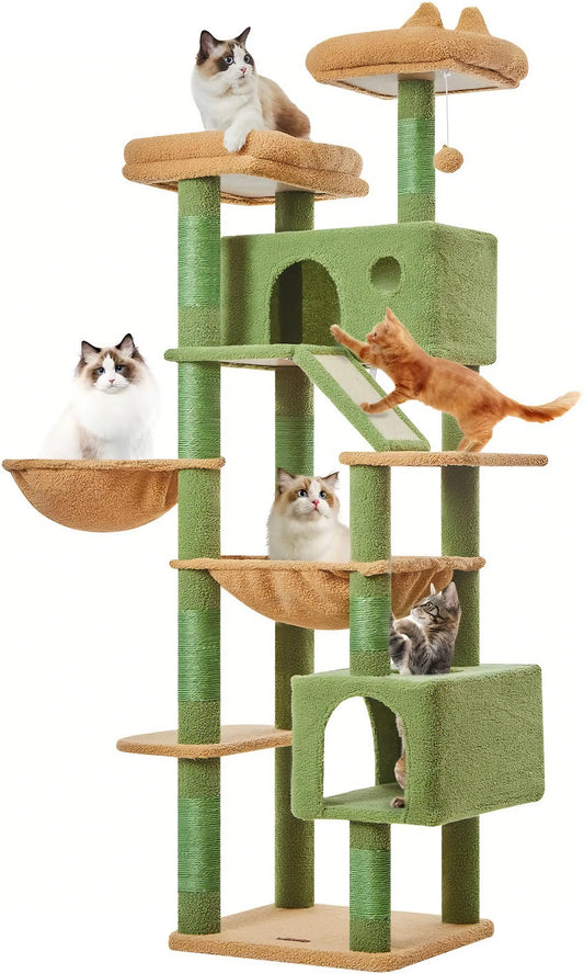 Multi-Function Cat Castle: Sisal Posts, Hammock, Perches & Condos for Large Cats