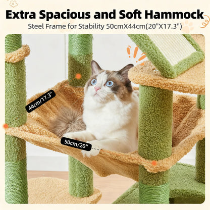 Multi-Function Cat Castle: Sisal Posts, Hammock, Perches & Condos for Large Cats