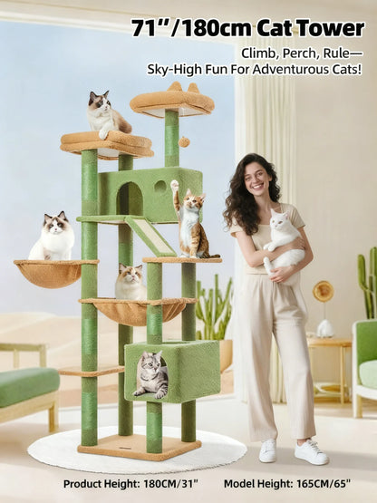 Multi-Function Cat Castle: Sisal Posts, Hammock, Perches & Condos for Large Cats