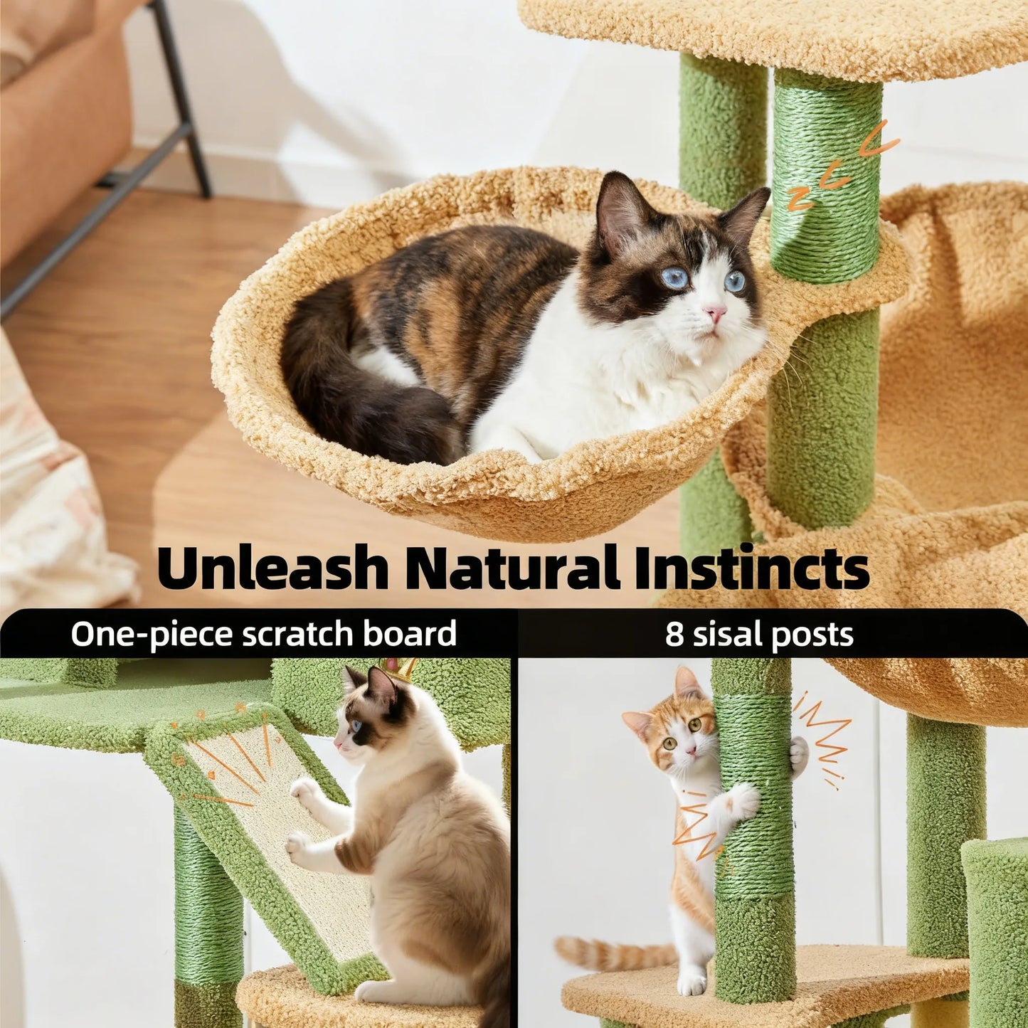 Multi-Function Cat Castle: Sisal Posts, Hammock, Perches & Condos for Large Cats