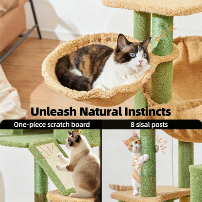 Multi-Function Cat Castle: Sisal Posts, Hammock, Perches & Condos for Large Cats