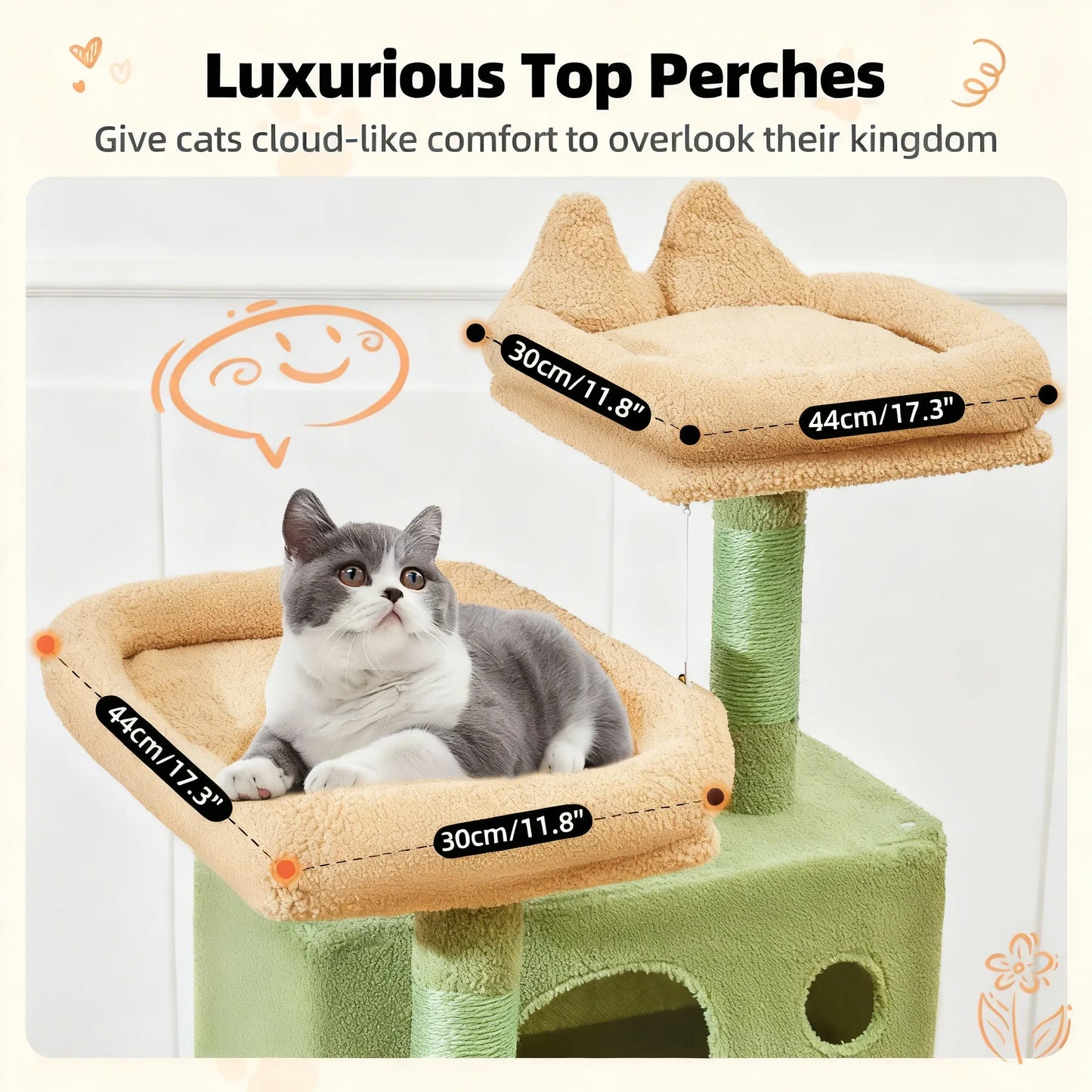 Multi-Function Cat Castle: Sisal Posts, Hammock, Perches & Condos for Large Cats