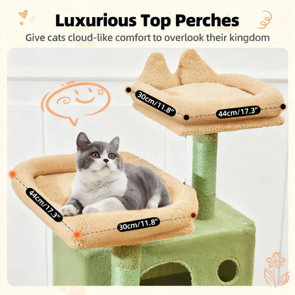 Multi-Function Cat Castle: Sisal Posts, Hammock, Perches & Condos for Large Cats