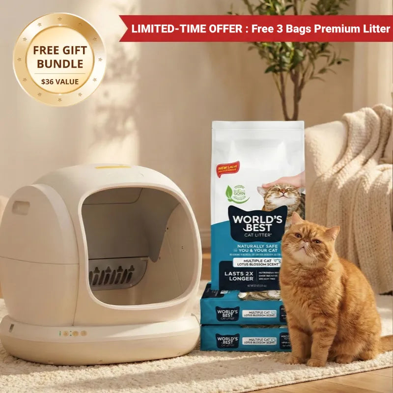 The Smartest Litter Box: Ultra-Quiet, Safe, & Perfect for Every Cat—Track Your Cat's Health Effortlessly!