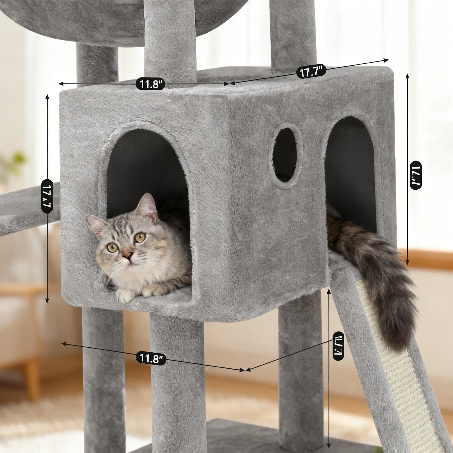 Cat Castle Tower: 70-Inch Height with Scratching Posts, Hammock, and Cozy Condos